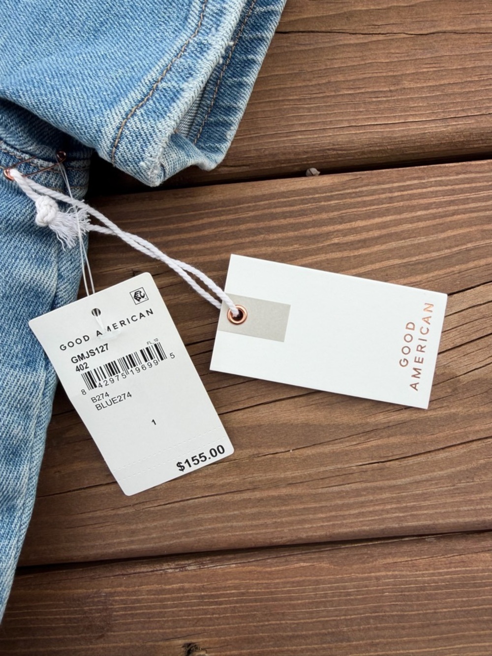 GOOD AMERICAN Light Wash Denim Jumpsuit - Short Sleeve - Picture 8 of 12